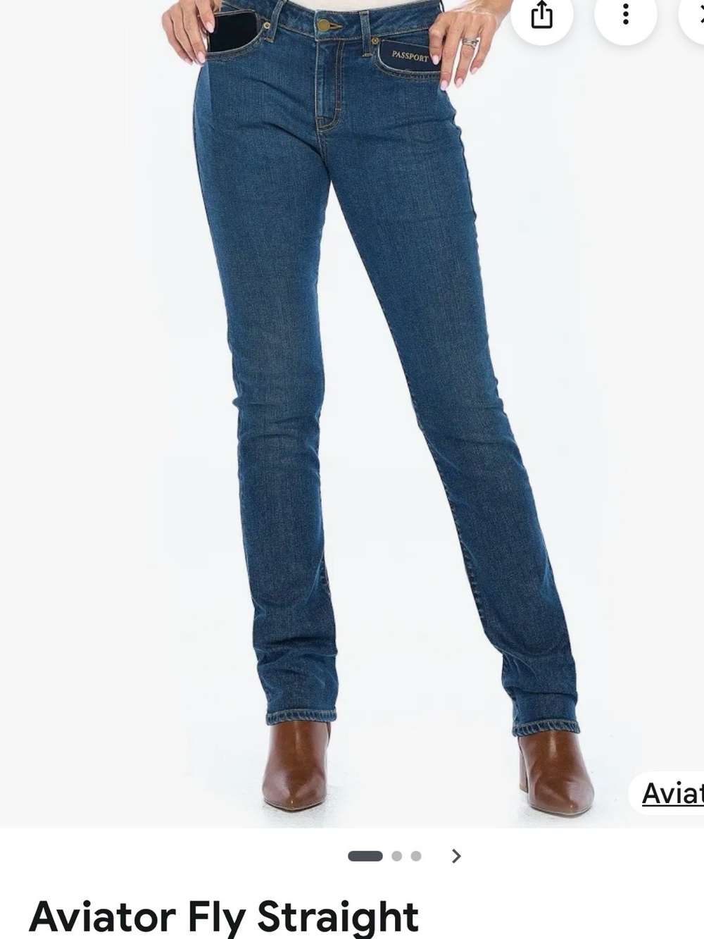 Aviator Fly Straight Women's Jeans — Dark Indigo length 33'